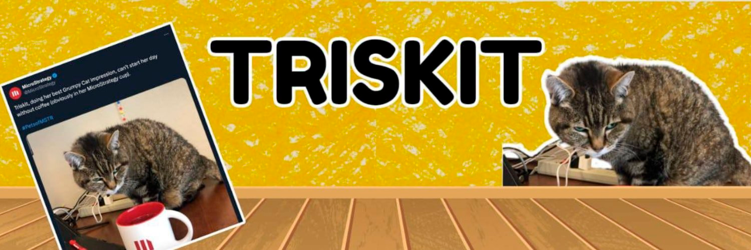 TRISKIT desk scene with mock social post